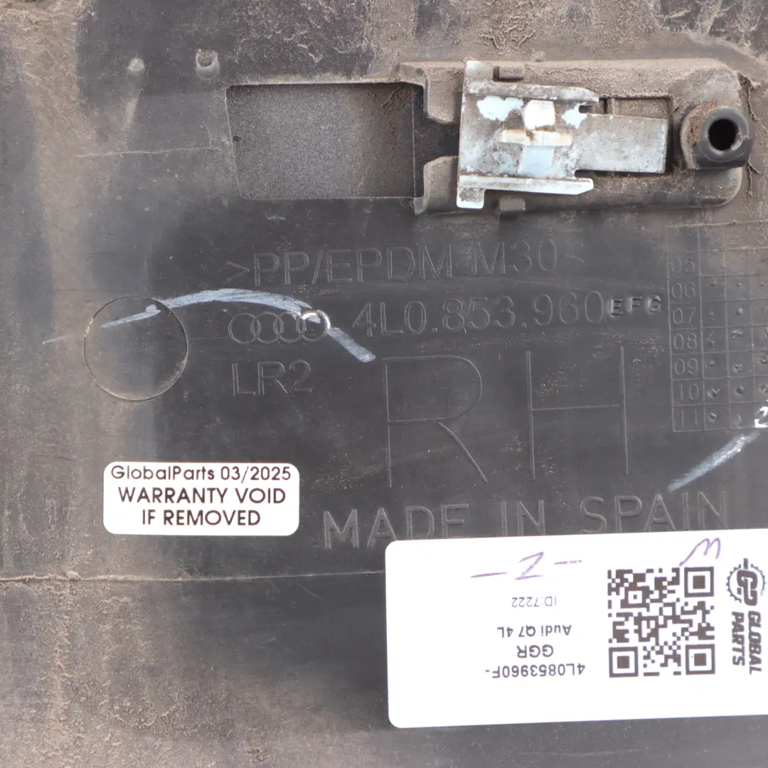 Door Trim Lower Moulding Front Right O/S Phantom Black Z9Y to Audi Q7 4L with Part number 4L0853960F Audi Q7 4L Door Trim Lower Moulding Front Right O/S Phantom Black Z9Y - SKU 4L0853960F-GGR - Part number 4L0853960F