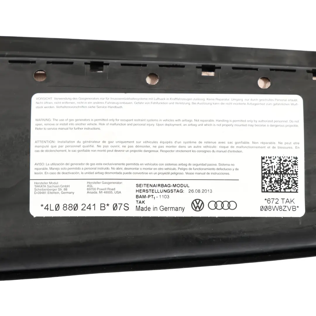 Front Seat Air Module Side Left N/S to Audi Q7 4L with Part number 4L0880241B Audi Q7 4L Front Seat Air Module Side Left N/S - SKU 4L0880241B - Part number 4L0880241B