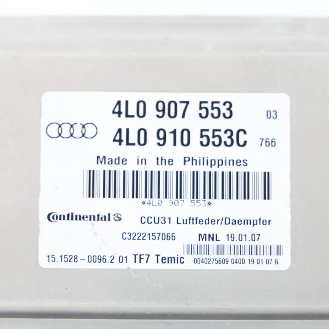 Luft Federung Einstellungs Modul Steuer Gerät für Audi Q7 4L mit Teilenummer 4L0907553 Audi Q7 4L Luft Federung Einstellungs Modul Steuer Gerät - SKU 4L0907553 - Teilenummer 4L0907553