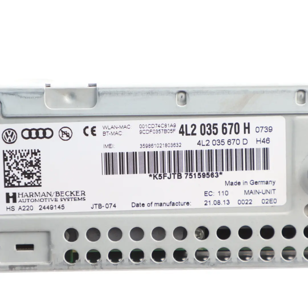 Head Unit Radio Player Navigation Control Module to Audi Q7 4L with Part number 4L2035670H Audi Q7 4L Head Unit Radio Player Navigation Control Module - SKU 4L2035670H - Part number 4L2035670H