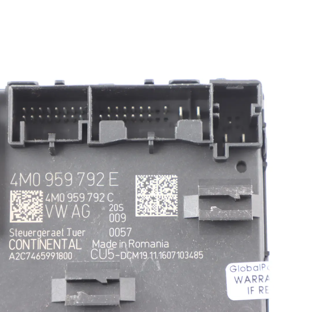 Module De Porte Avant Gauche Unité De Commande ECU pour Audi A5 F5 à propos du numéro de pièce 4M0959792E Audi A5 F5 Module De Porte Avant Gauche Unité De Commande ECU - SKU 4M0959792E - Numéro de pièce 4M0959792E