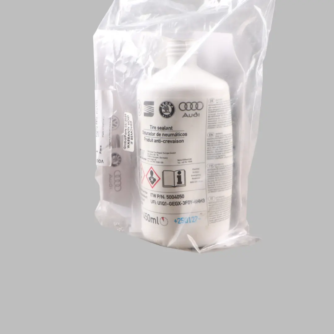 Uszczelniacz do Opon Zestaw Naprawczy do Volkswagen Audi Seat Skoda o numerze 5G0012619 Volkswagen Audi Seat Skoda Uszczelniacz do Opon Zestaw Naprawczy - SKU 5G0012619 - Numer Części 5G0012619