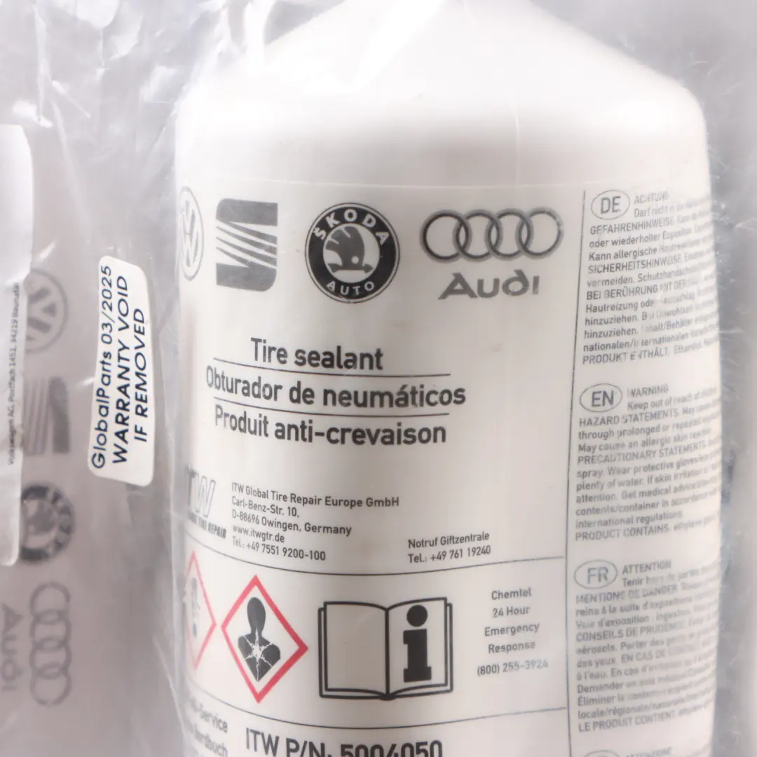 Botella De Sellador De Neumáticos Repuesto para Volkswagen Audi Seat Skoda con número de pieza 5G0012619 Volkswagen Audi Seat Skoda Botella De Sellador De Neumáticos Repuesto - SKU 5G0012619 - Número de pieza 5G0012619