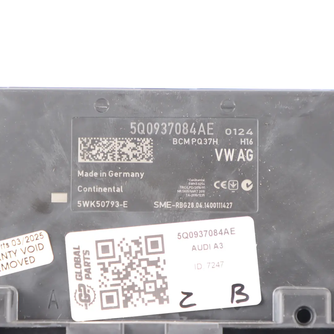 Audi A3 8V Modul BCM Karosserie Steuergerät Modul ECU - SKU 5Q0937084AE - Teilenummer 5Q0937084AE