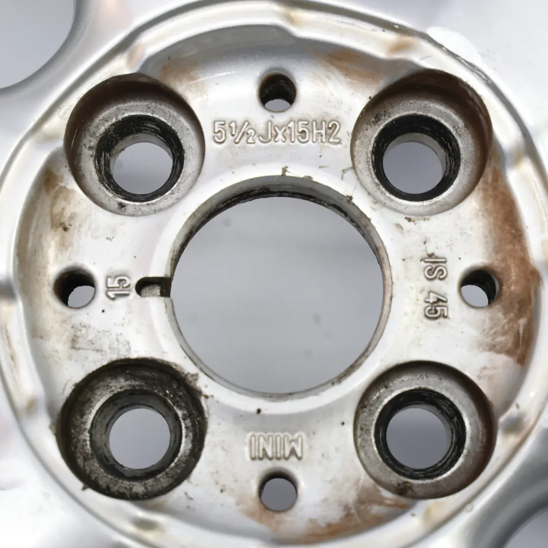 Mini Cooper One R50 R56 Silver Wheel Alloy Rim 15" 5,5J ET:45 Rotator Spoke 101 - SKU 6769405-5 - Part number 6769405