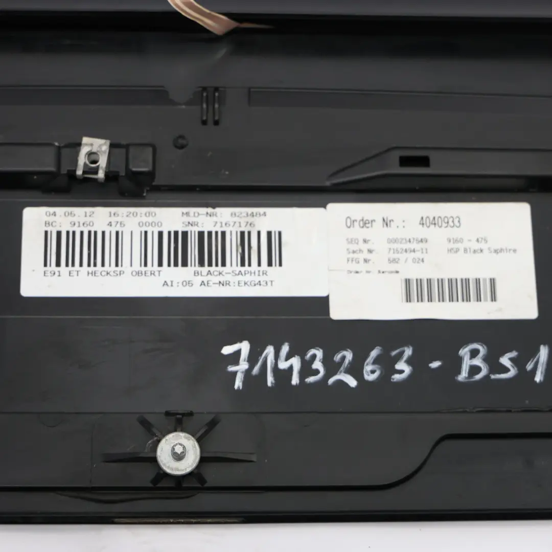 Heckspoiler Spoiler Heckklappe Black Sapphire Schwarz - 475 für BMW E91 mit Teilenummer 7143263 BMW E91 Heckspoiler Spoiler Heckklappe Black Sapphire Schwarz - 475 - SKU 7143263-BS1 - Teilenummer 7143263