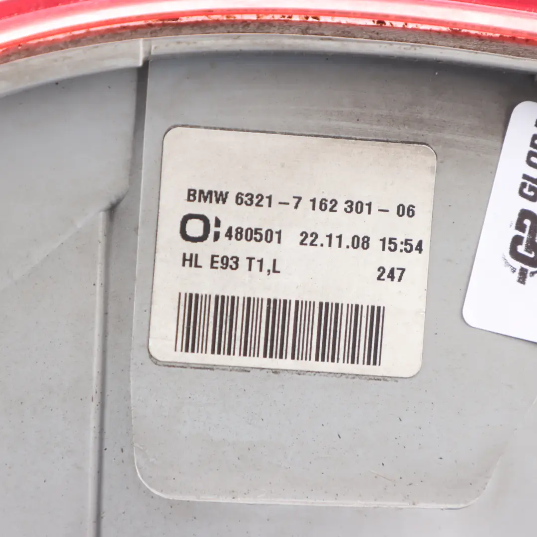  Luz Trasera BMW E93 Convertible Lámpara Embellecedor Panel Izquierdo - SKU 7162301-2 - Número de pieza 7162301