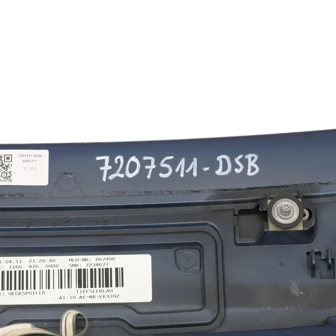 Boot Lid Tailgate Rear Spoiler Tiefseeblau Deep Sea Blue - A76 to BMW F11 Touring with Part number 7207511 BMW F11 Touring Boot Lid Tailgate Rear Spoiler Tiefseeblau Deep Sea Blue - A76 - SKU 7207511-DSB - Part number 7207511
