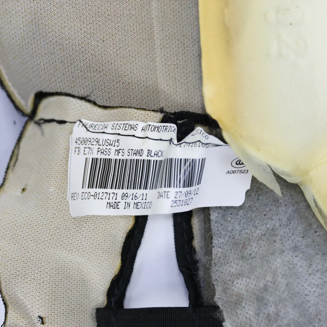 Respaldo Delantero Derecho Comfort Cuero Negro Calefactable para BMW X5 E70 LCI con número de pieza 7254833 BMW X5 E70 LCI Respaldo Delantero Derecho Comfort Cuero Negro Calefactable - SKU 7254833 - Número de pieza 7254833