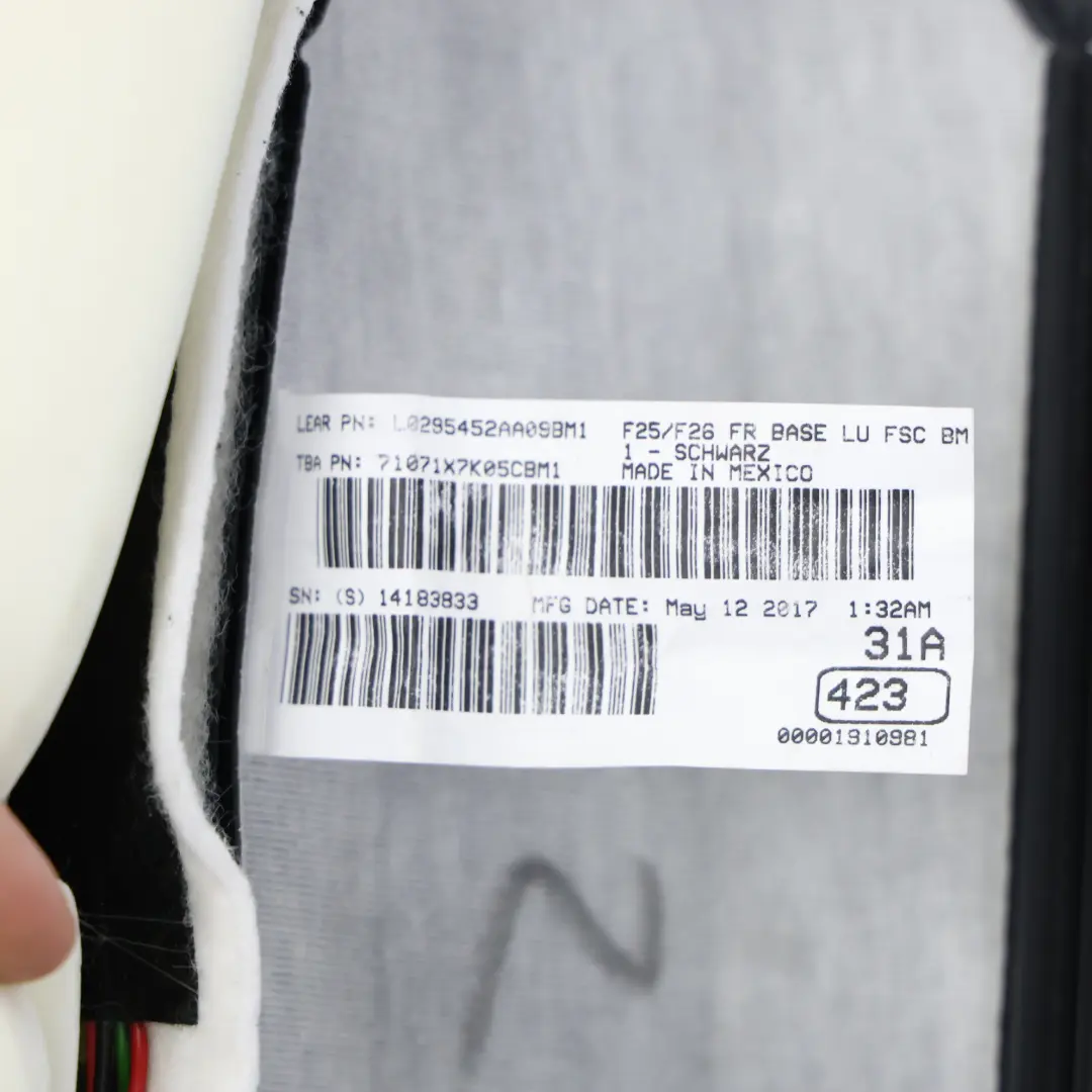 Coussin Siège Avant Gauche Droite Sans Garniture Cuir Noir pour BMW X1 F25 X2 F26 à propos du numéro de pièce 7255644 BMW X1 F25 X2 F26 Coussin Siège Avant Gauche Droite Sans Garniture Cuir Noir - SKU 7255644 - Numéro de pièce 7255644