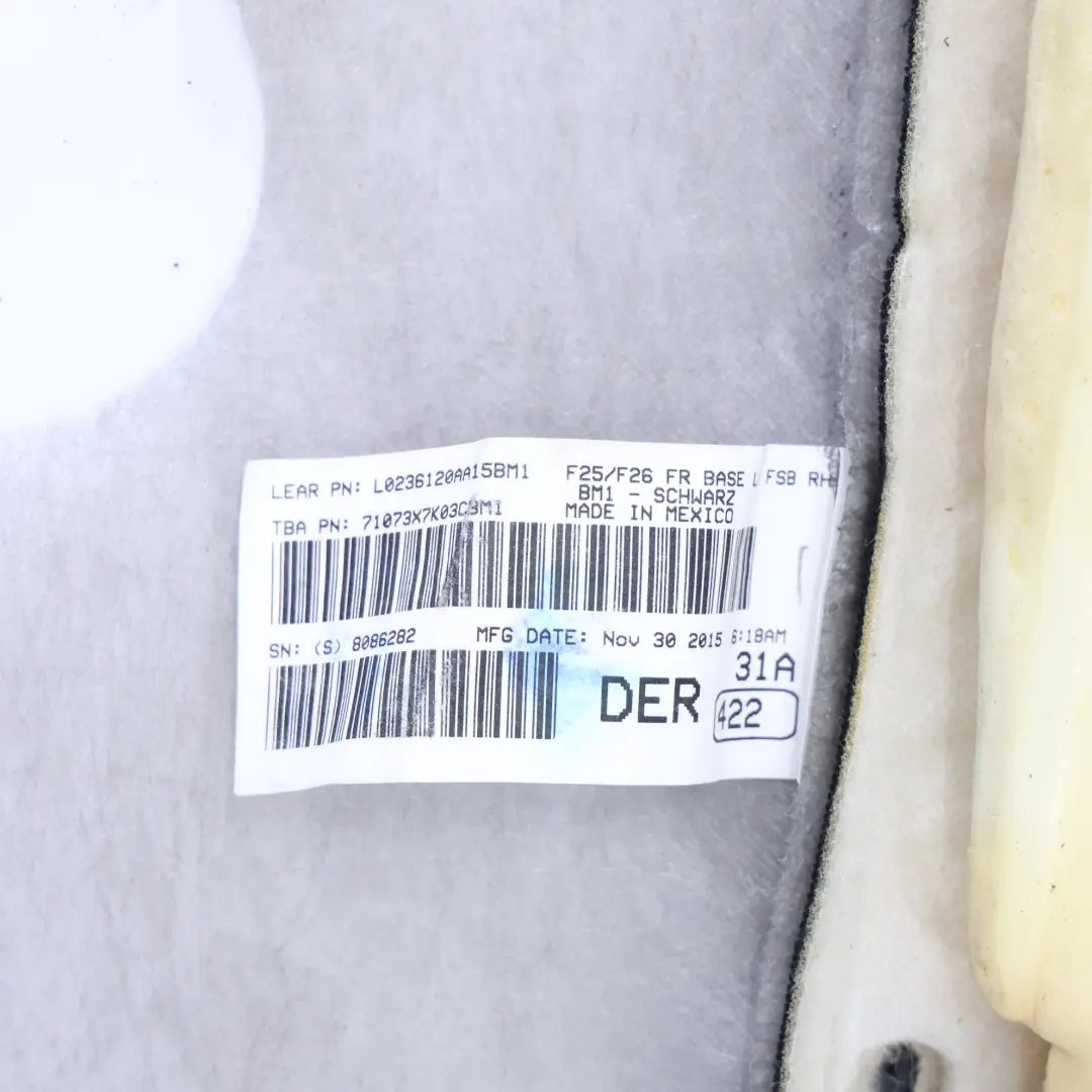 BMW X3 F25 Sitzlehne Vorne Rechts Beheizt Leder Nevada Schwarz - SKU 7255656-2 - Teilenummer 7255656