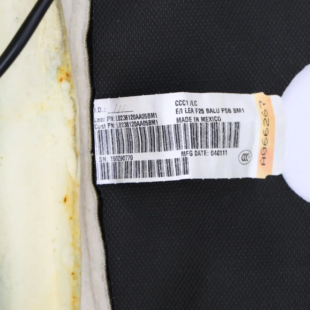 BMW X3 F25 Asiento Respaldo Delantero Derecho Calefactable Cuero Nevada Negro - SKU 7255656-3 - Número de pieza 7255656