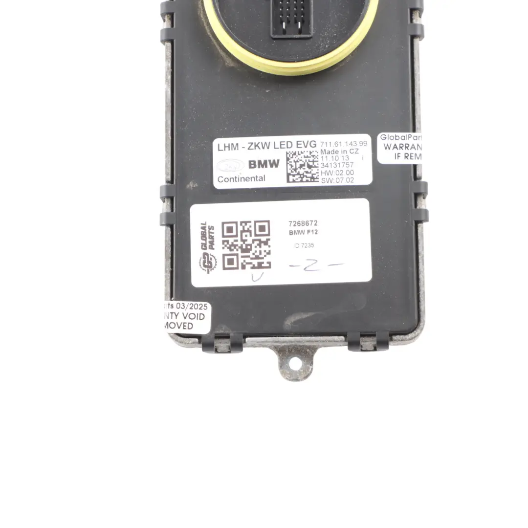 Front Lamp Headlight Main Control Module Unit ECU to BMW F12 with Part number 7268672 BMW F12 Front Lamp Headlight Main Control Module Unit ECU - SKU 7268672 - Part number 7268672