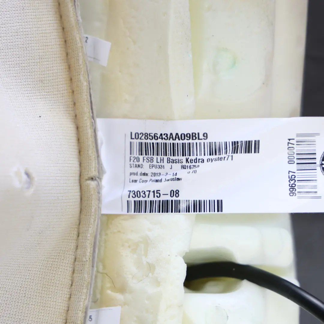 Oparcie Fotela Przedniego Skóra Oyster Podgrzewanie do BMW F30 F31 o numerze 7303715 BMW F30 F31 Oparcie Fotela Przedniego Skóra Oyster Podgrzewanie - SKU 7303715 - Numer Części 7303715