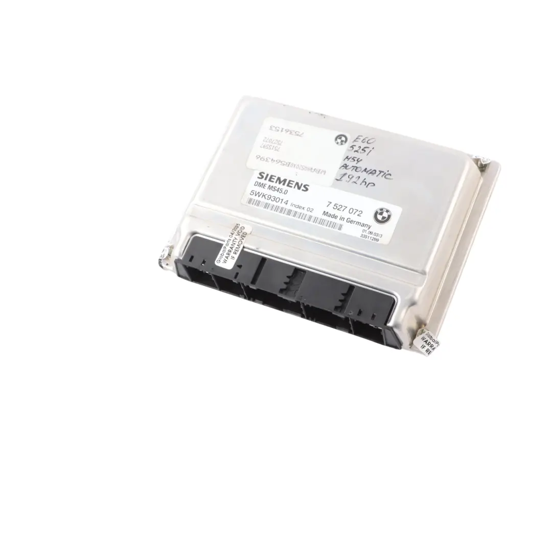 730i M54 192HP Engine Control Unit DME Automatic to BMW E60 E61 E65 530i with Part number 7527072 BMW E60 E61 E65 530i 730i M54 192HP Engine Control Unit DME Automatic - SKU 7527072-11 - Part number 7527072