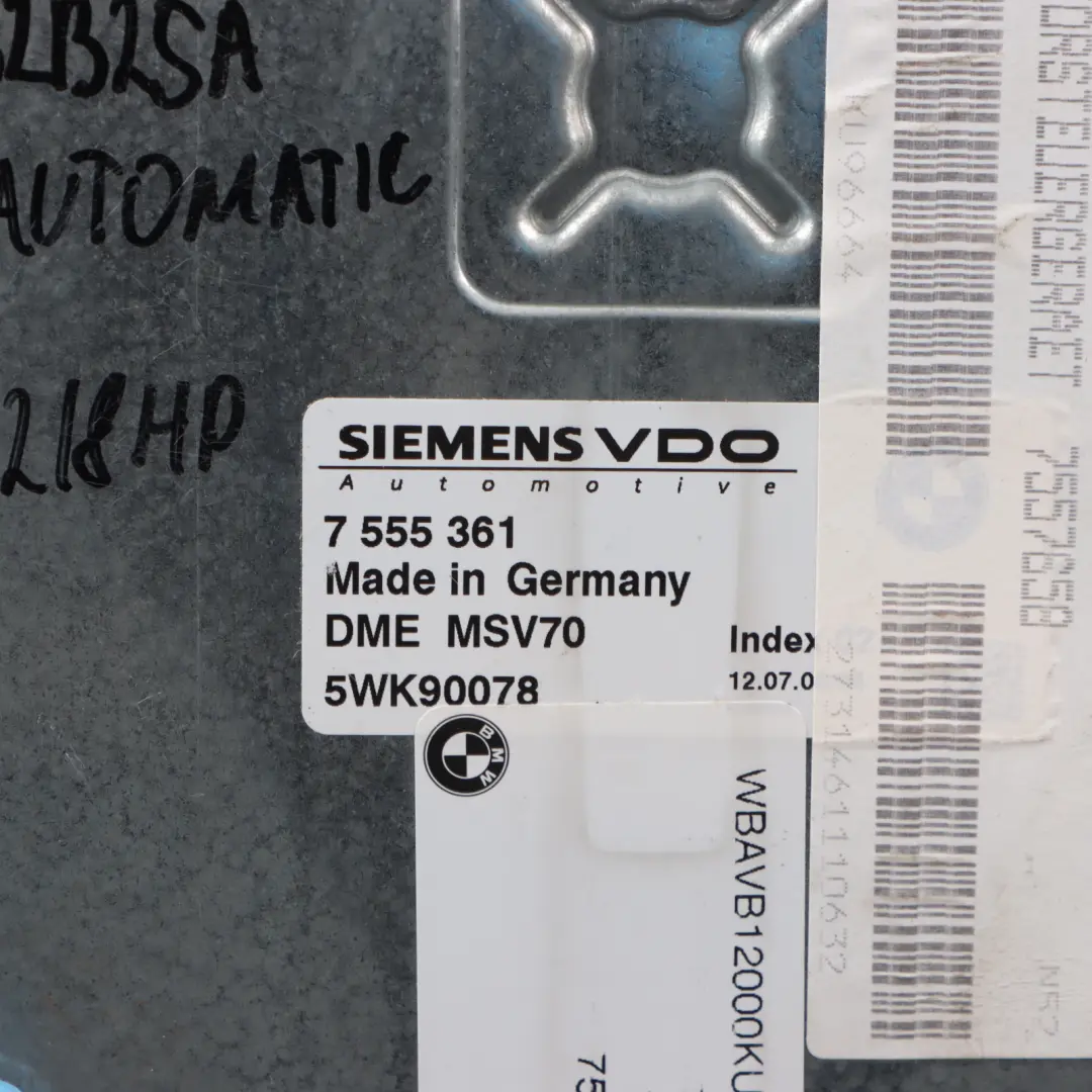 N52 218HP Engine ECU Kit DME 7555361 CAS2 Key Automatic to BMW E60 E90 325i 525i with Part number 7577968 BMW E60 E90 325i 525i N52 218HP Engine ECU Kit DME 7555361 CAS2 Key Automatic - SKU 7555361-10 - Part number 7577968