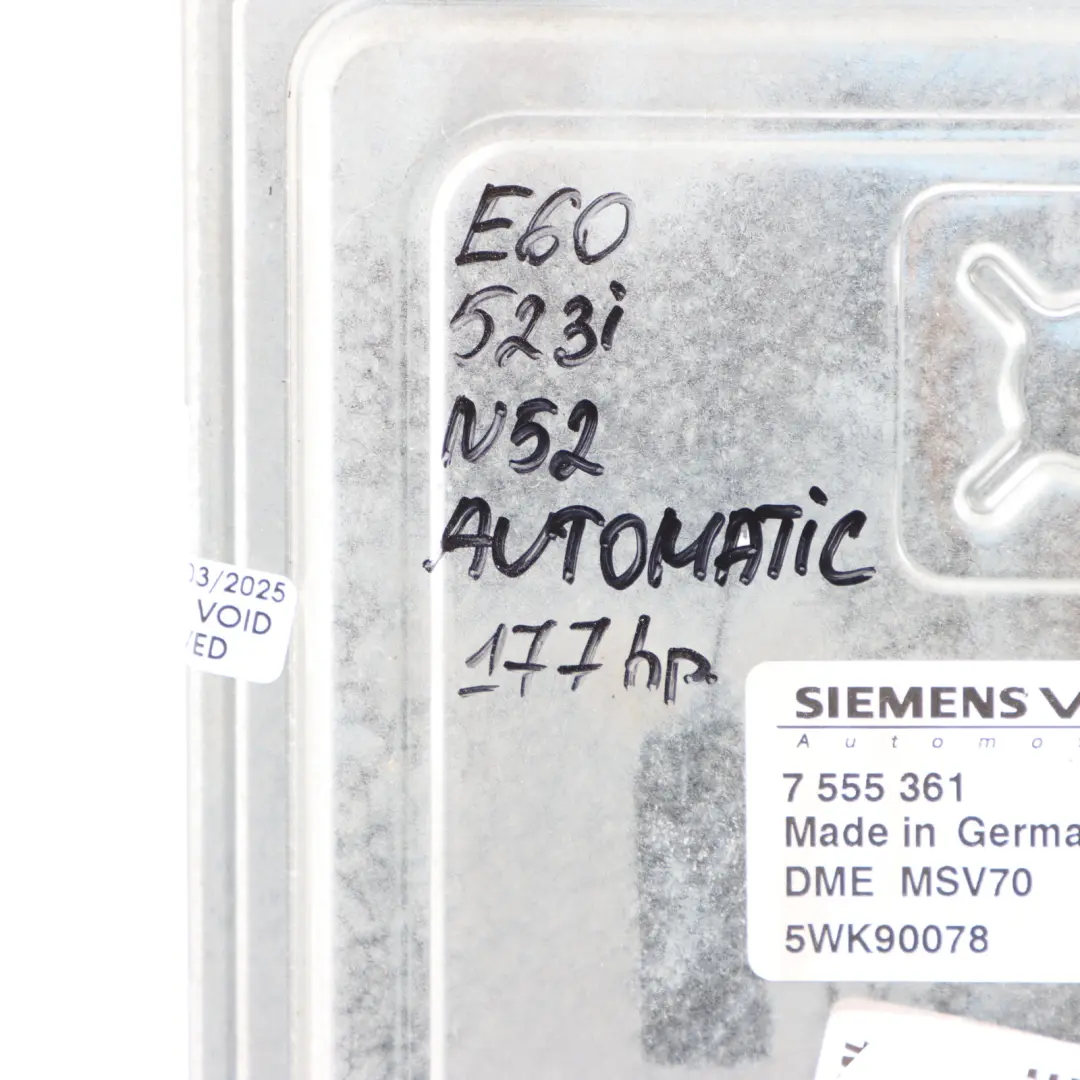 BMW E60 E90 E91 N52 323i 523i 177HP Engine Control ECU DME Automatic - SKU 7555361-9 - Part number 7555361