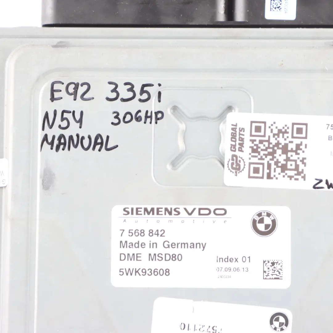 N54 ECU Kit Control Unit DME CAS3 Key Manual to BMW E90 E91 E92 335i Petrol with Part number 7568842 BMW E90 E91 E92 335i Petrol N54 ECU Kit Control Unit DME CAS3 Key Manual - SKU 7568842-1 - Part number 7568842
