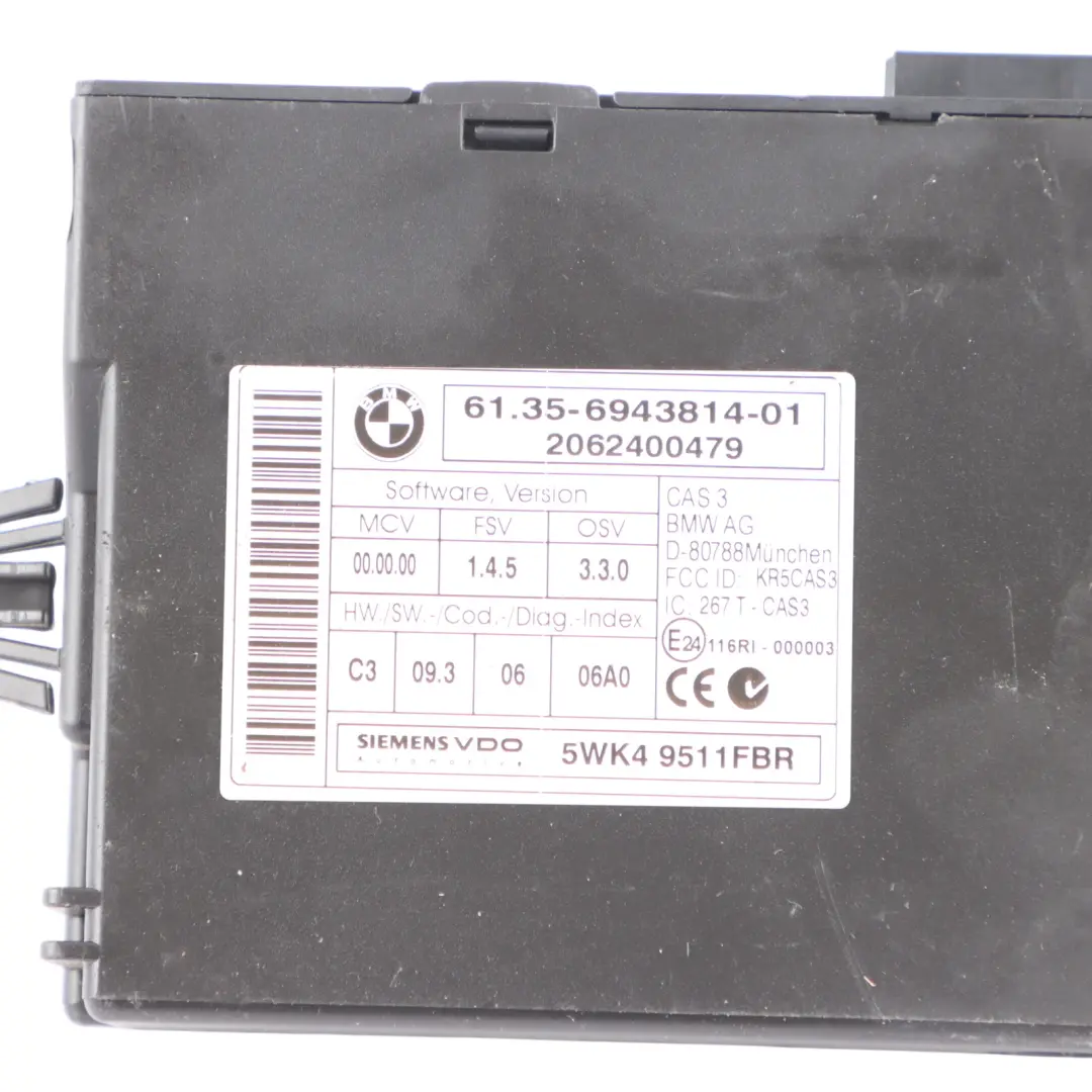 BMW E90 E91 E92 335i Petrol N54 ECU Kit Control Unit DME CAS3 Key Manual - SKU 7568842-1 - Part number 7568842