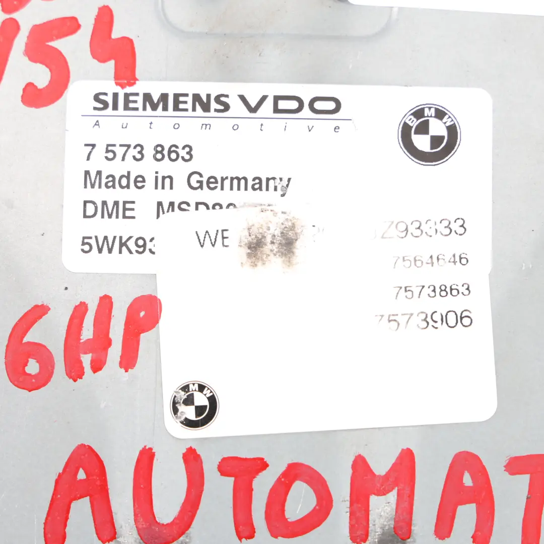 N54 306HP Petrol Engine Control Unit ECU DME to BMW E60 E90 E92 335i 535i with Part number 7573863 BMW E60 E90 E92 335i 535i N54 306HP Petrol Engine Control Unit ECU DME - SKU 7573863 - Part number 7573863