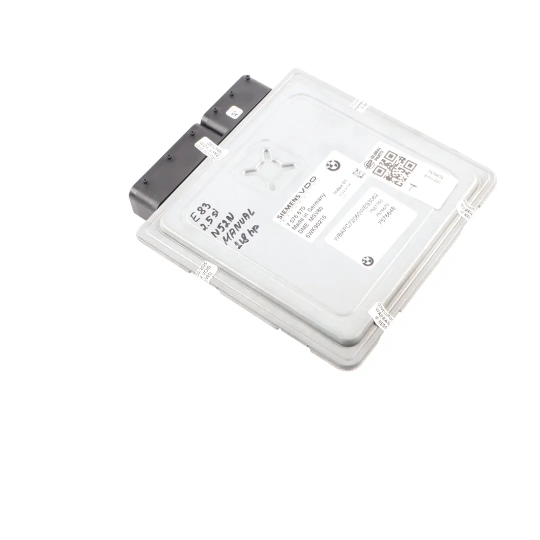 BMW X3 E83 LCI 2.5Si N52N 218HP Engine Control Module ECU DME Manual - SKU 7576670 - Part number 7576670