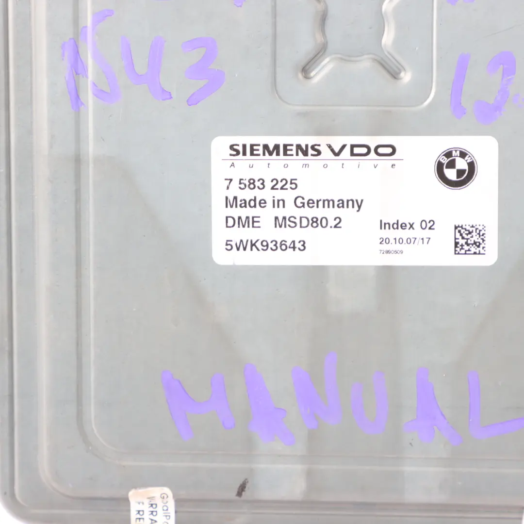 N43 ECU Kit DME 7583225 CAS3 Key Manual to BMW E81 E87 LCI E90 116i 316i 1.6 with Part number 7640015 BMW E81 E87 LCI E90 116i 316i 1.6 N43 ECU Kit DME 7583225 CAS3 Key Manual - SKU 7583225-18 - Part number 7640015