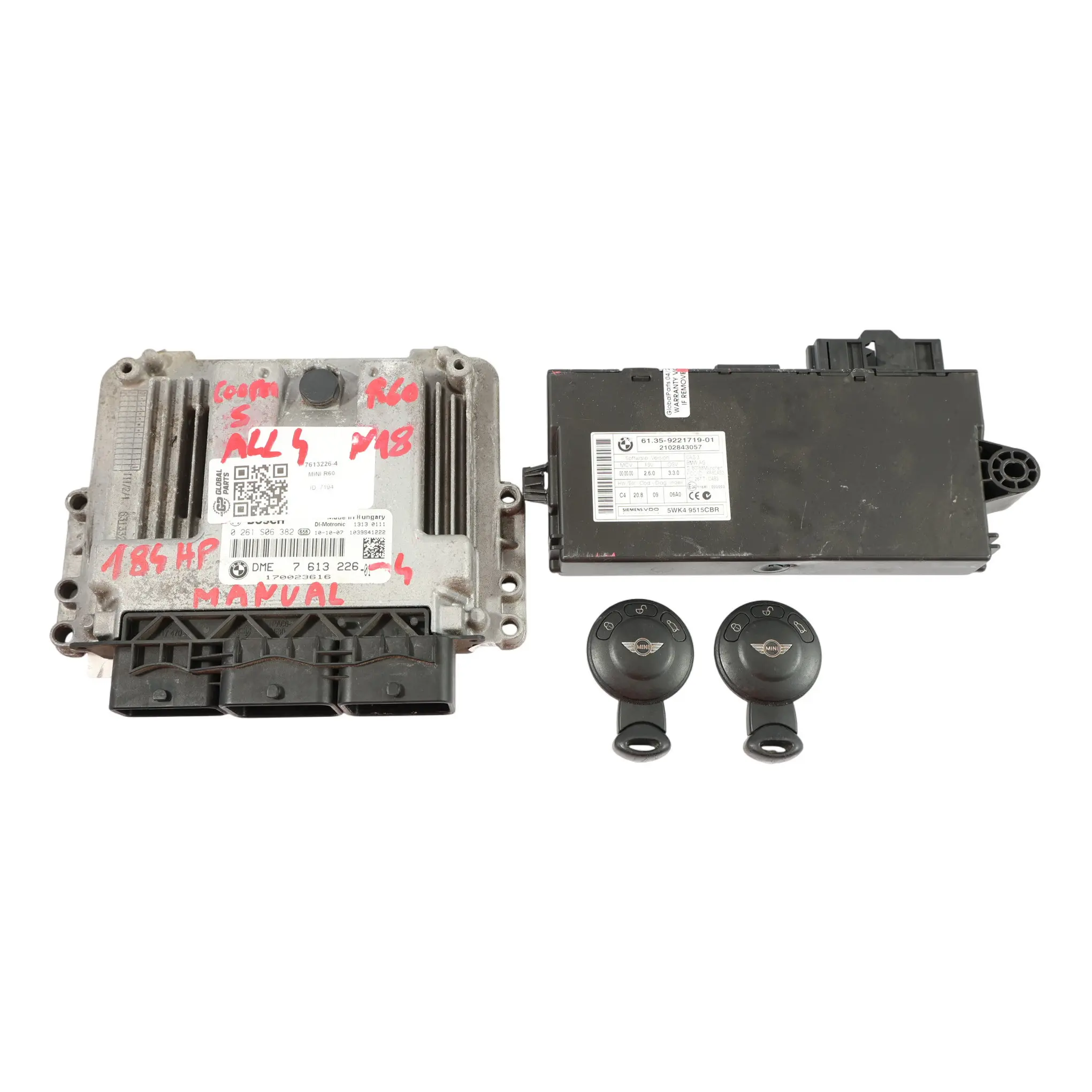 Mini R60 ALL4 N18 184 CV Kit Calculateur DME 7613226 + Clé + CAS3, Manuel