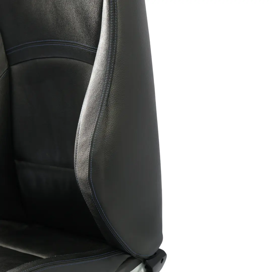 BMW E90 E91 LCI Fotel M Sport Przód Prawy Czarna Skóra Dakota Niebieska Nić - SKU 7843514-1 - Numer Części 7843514