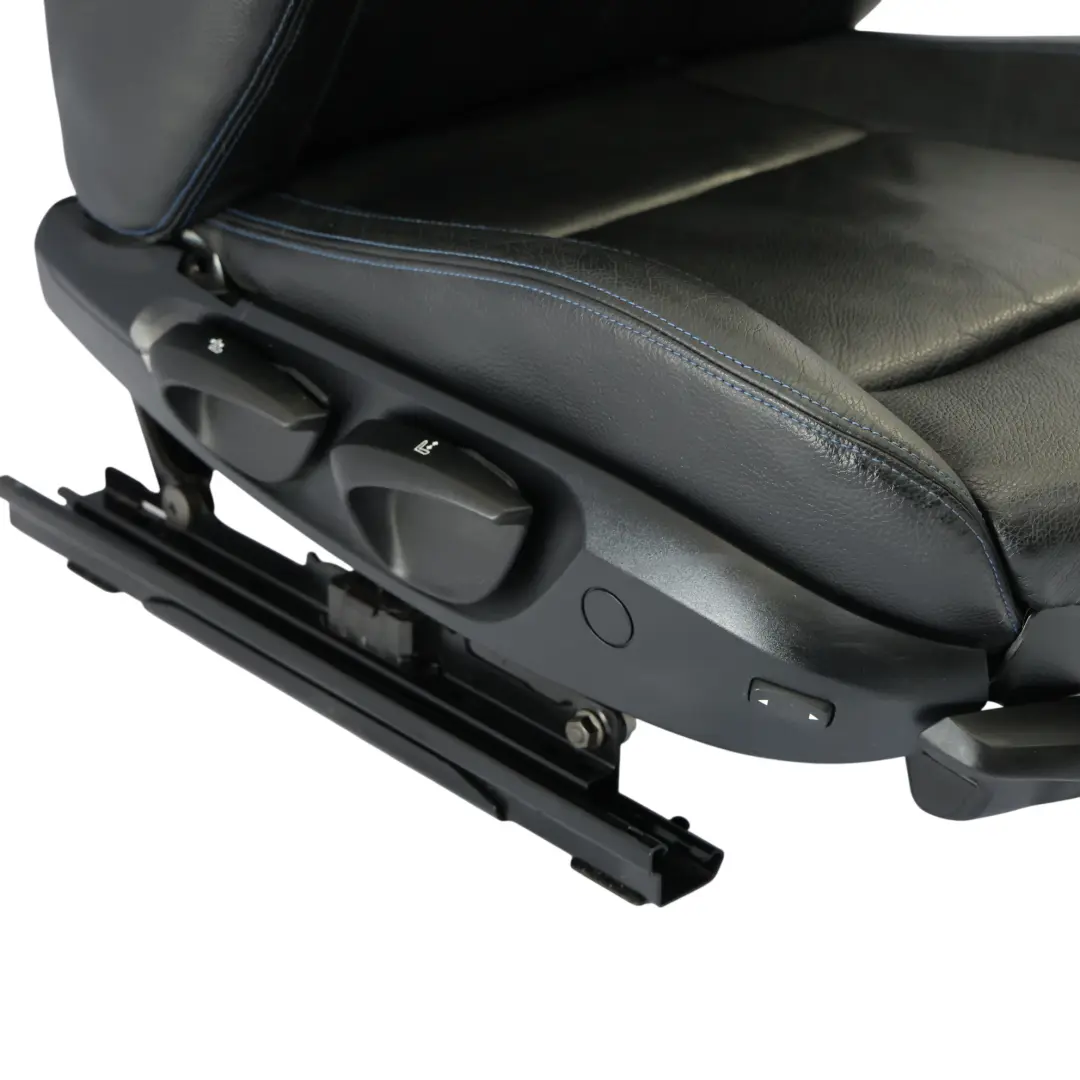 BMW E90 E91 LCI Fotel M Sport Przód Prawy Czarna Skóra Dakota Niebieska Nić - SKU 7843514-1 - Numer Części 7843514