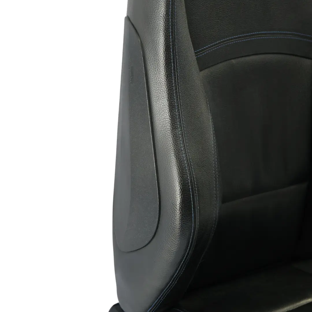 BMW E90 E91 LCI Fotel M Sport Przód Prawy Czarna Skóra Dakota Niebieska Nić - SKU 7843514-1 - Numer Części 7843514