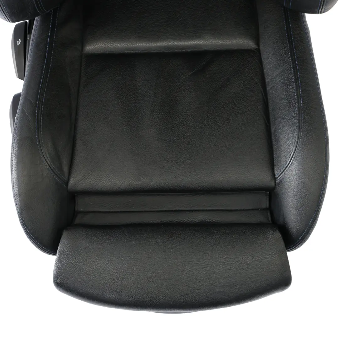 BMW E90 E91 LCI Fotel M Sport Przód Prawy Czarna Skóra Dakota Niebieska Nić - SKU 7843514-1 - Numer Części 7843514