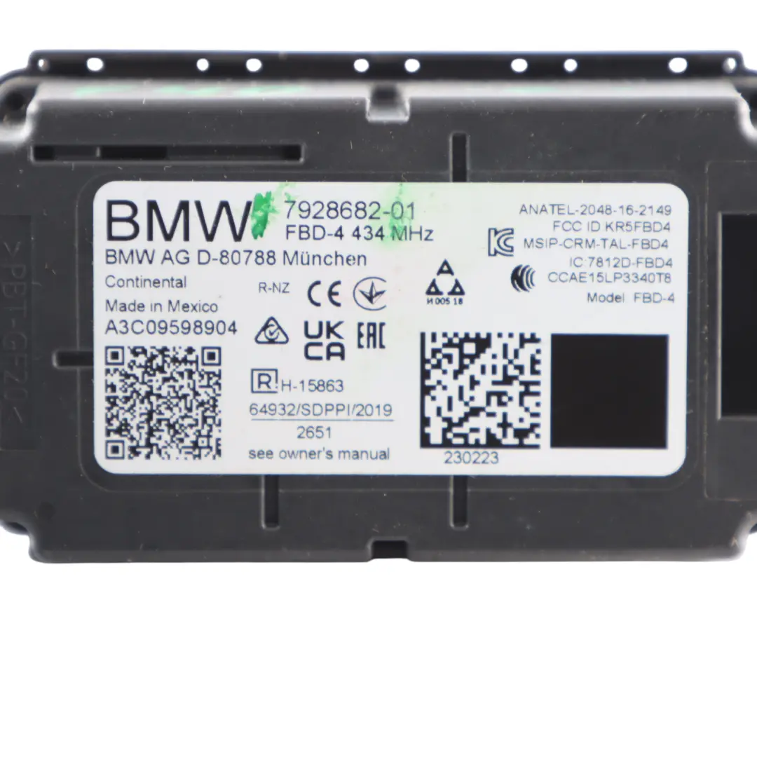 BMW F40 F44 G20 G26 Radio Receptor Radio Unidad Control Remoto 434 MHZ - SKU 7928682 - Número de pieza 7928682