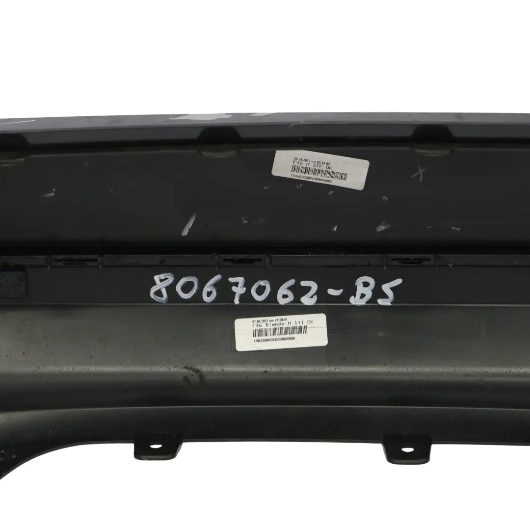 Bumper BMW F46 Trim Panel Covering M Sport PDC Black Sapphire - 475 to Rear with Part number 8067062 Rear Bumper BMW F46 Trim Panel Covering M Sport PDC Black Sapphire - 475 - SKU 8067062-BS - Part number 8067062