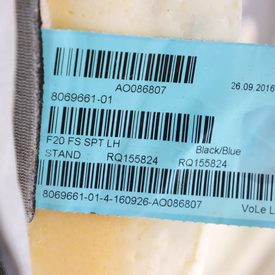  Front Seat Backrest BMW F20 F30 F36 Heated M Sport Left N/S Black Leather Dakota - SKU 8069661 - Part number 8069661