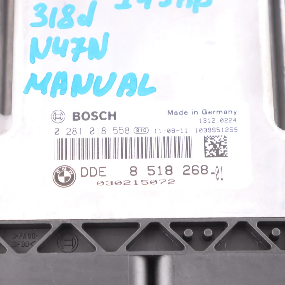 143HP N47N Kit ECU DDE CAS3 Manual para BMW E90 E91 LCI 318d Diesel con número de pieza 8518268 BMW E90 E91 LCI 318d Diesel 143HP N47N Kit ECU DDE CAS3 Manual - SKU 8518268-4 - Número de pieza 8518268