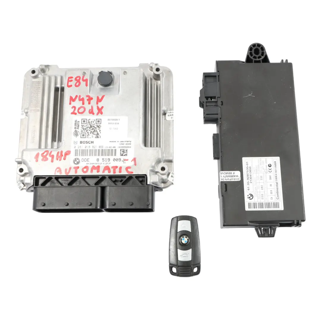 20Dx N47N 184HP Motor Kit ECU DDE CAS3 Llave Automático para BMW X1 E84 con número de pieza 8519009 BMW X1 E84 20Dx N47N 184HP Motor Kit ECU DDE CAS3 Llave Automático - SKU 8519009-1 - Número de pieza 8519009