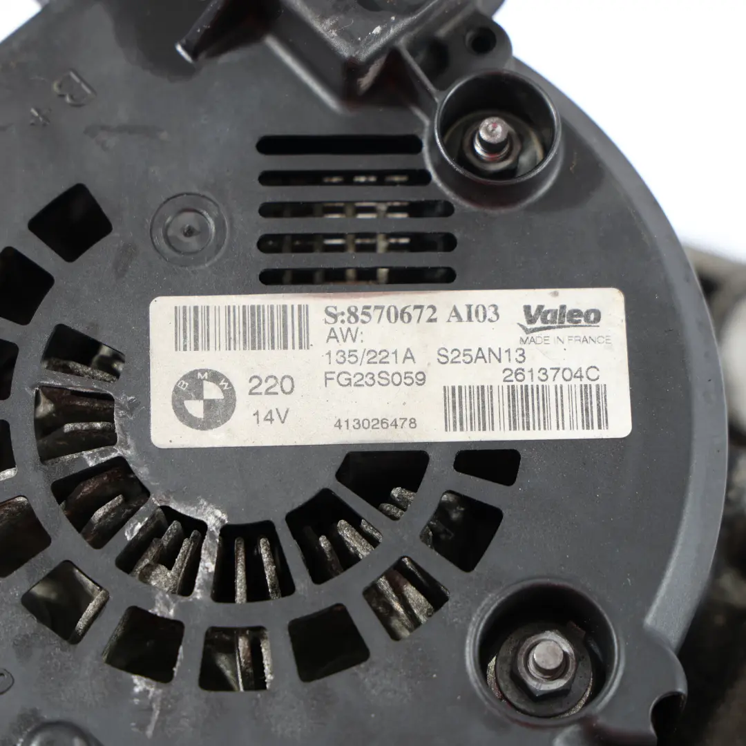  Alternator Generator BMW F07 F10 F11 FN57N N57Z Diesel Engine Valeo - SKU 8570673-2 - Part number 8570673