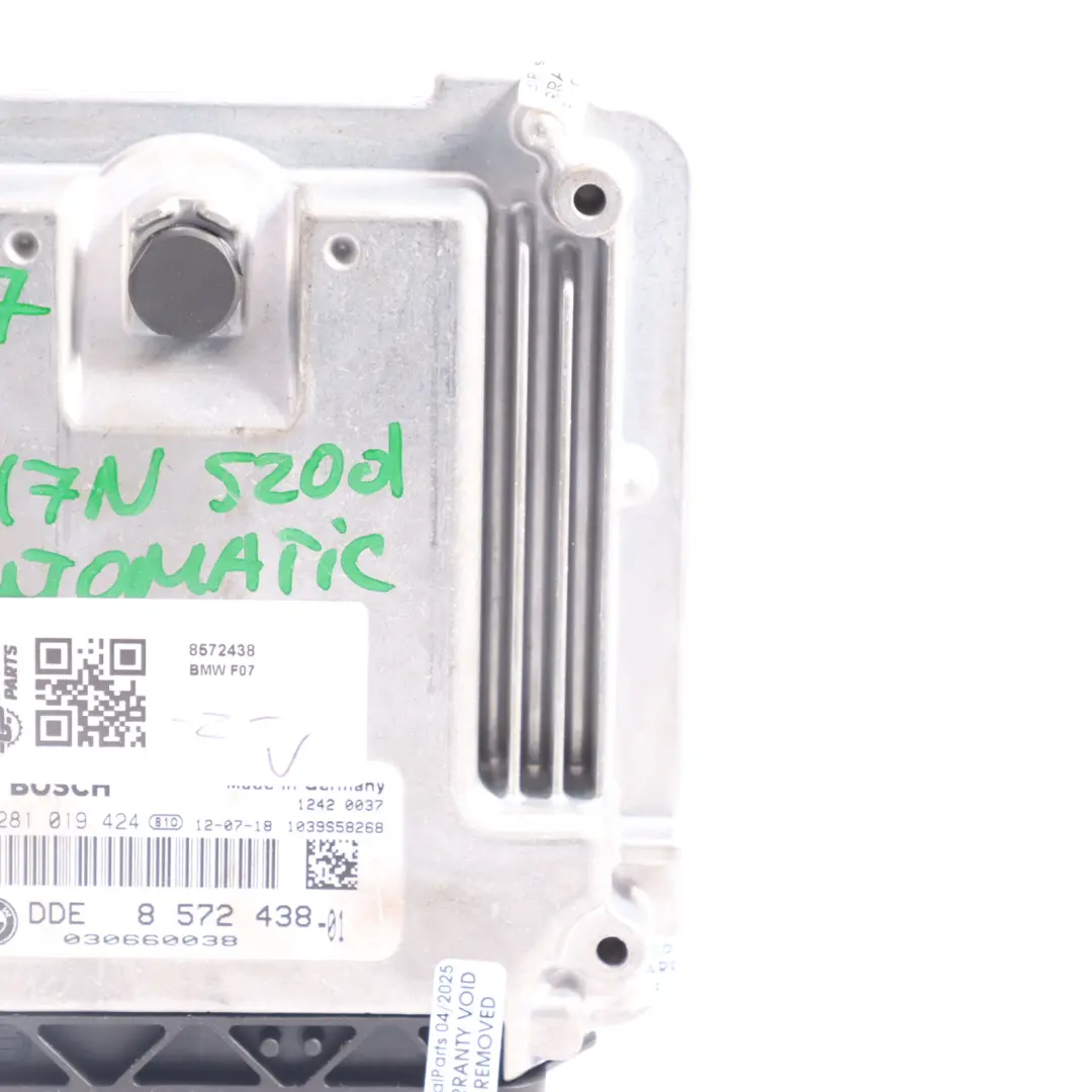 N57N 184HP Engine Control ECU DDE Automatic to BMW F07 F10 F30 330d 520d with Part number 8572438 BMW F07 F10 F30 330d 520d N57N 184HP Engine Control ECU DDE Automatic - SKU 8572438 - Part number 8572438