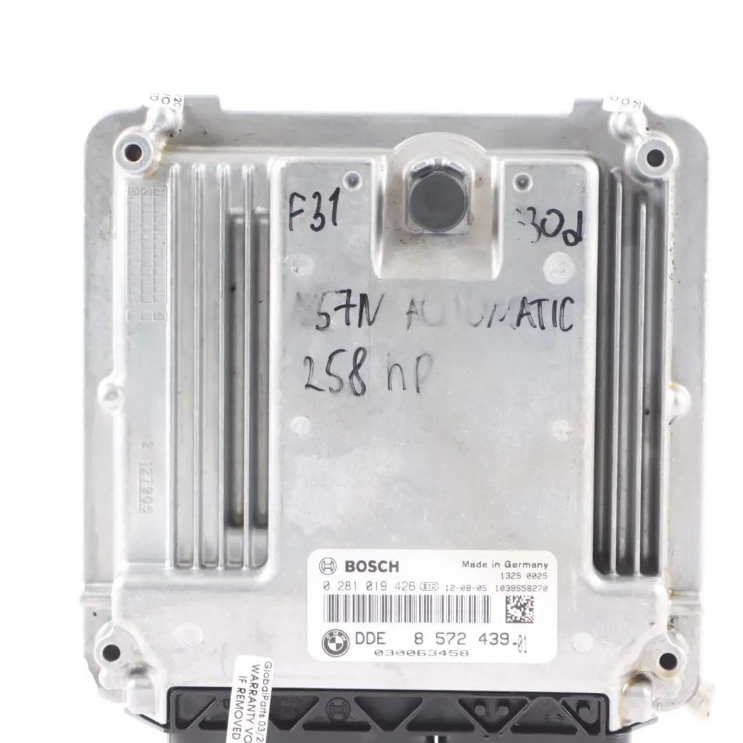  Unità Di Controllo Motore BMW F30 F31 N57N 330D 258HP ECU DDE - SKU 8572439-3 - Numero di parte 8572439