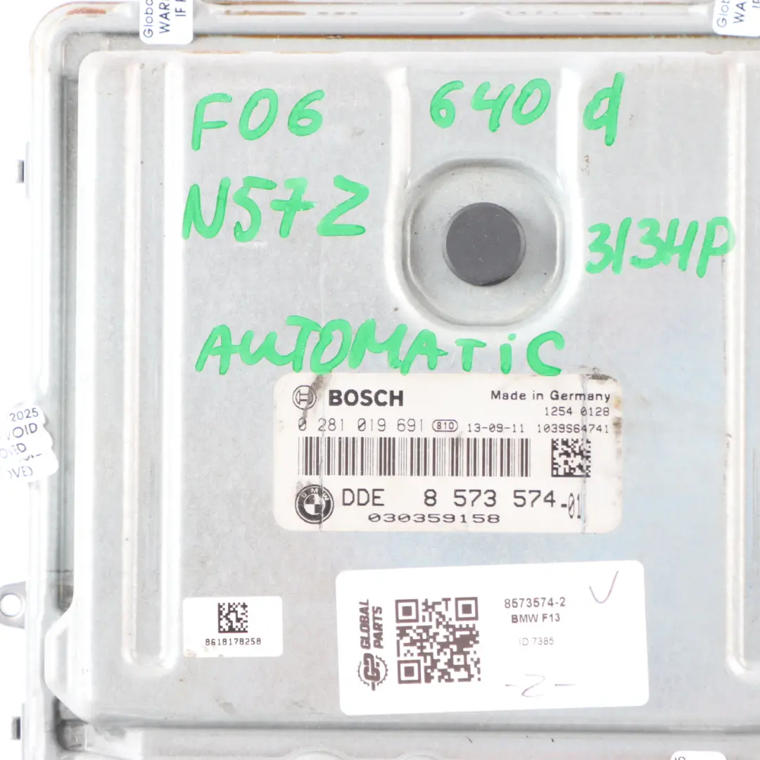 BMW F06 F12 F13 640d N57Z 313HP Engine Module ECU DDE Kit 8573574 Automatic - SKU 8573574-2 - Part number 8573557