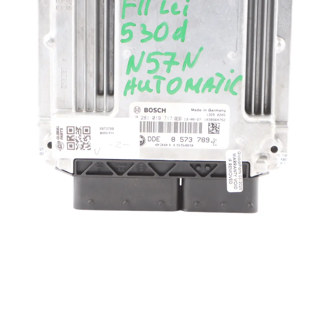 BMW F30 F31 330d F10 F11 LCI 530d N57N 258HP Engine Control ECU DDE - SKU 8573789 - Part number 8573789