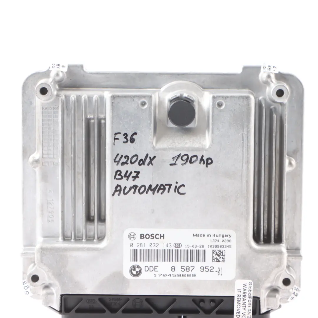 BMW F20 F21 F30 LCI F36 120dX 320dX 420dX B47 190HP Engine ECU Unit DDE - SKU 8587952-6 - Part number 8587952