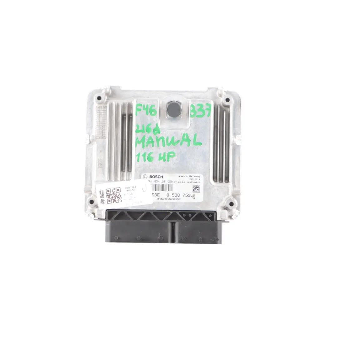 BMW F22 F30 F46 216d 316d B37 Diesel 116HP ECU Engine Control DDE Kit - SKU 8598759-6 - Part number 8598759