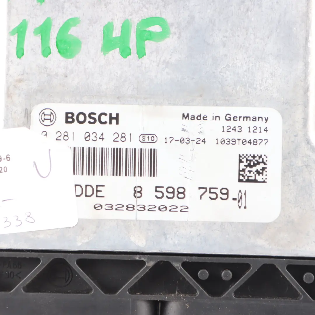 B37 Diesel 116HP ECU Engine Control DDE Kit to BMW F22 F30 F46 216d 316d with Part number 8598759 BMW F22 F30 F46 216d 316d B37 Diesel 116HP ECU Engine Control DDE Kit - SKU 8598759-6 - Part number 8598759