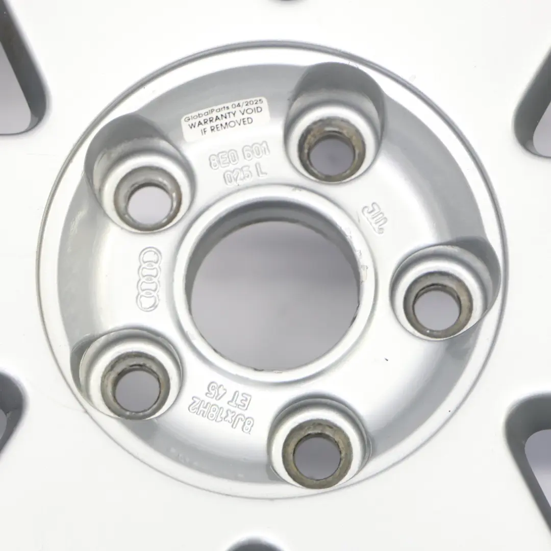 Audi A4 B7 8E Felga Aluminiowa Srebrna 18" ET:45 8J - SKU 8E0601025L-1 - Numer Części 8E0601025L