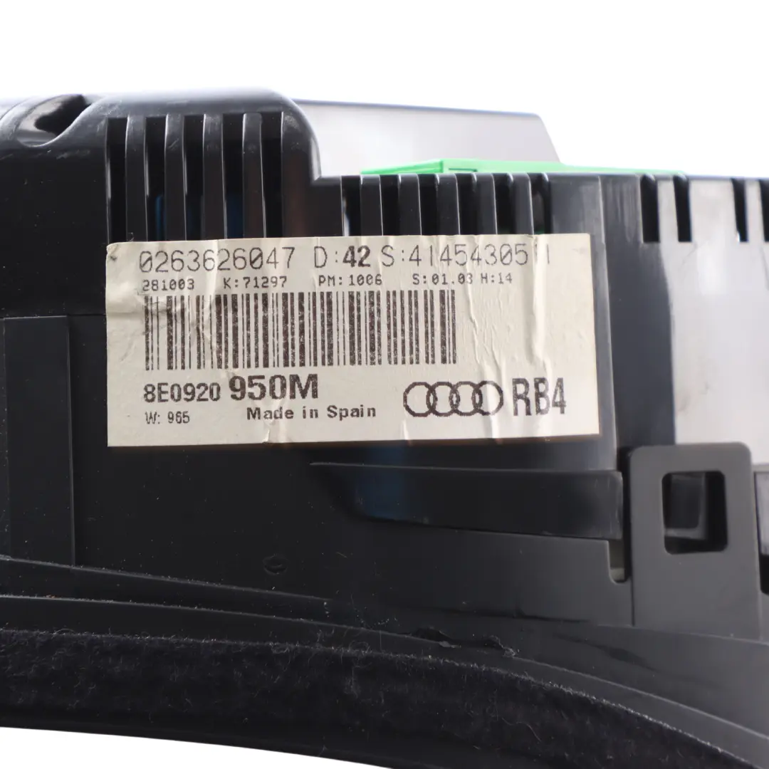 Instrument Cluster Speedo Clocks Meter Manual to Audi A4 B6 Diesel with Part number 8E0920950M Audi A4 B6 Diesel Instrument Cluster Speedo Clocks Meter Manual - SKU 8E0920950M - Part number 8E0920950M