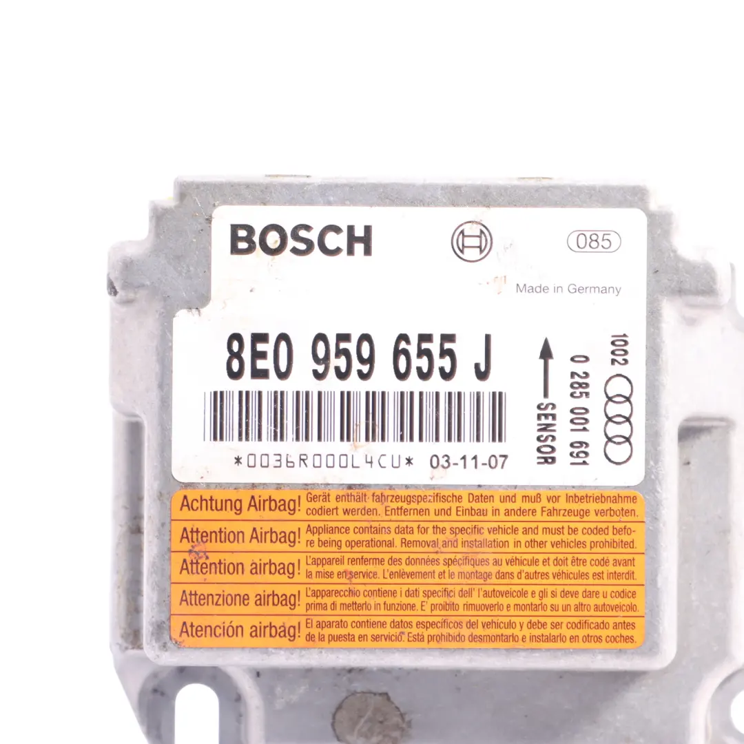 Module Crash Impact Sensor Control Unit ECU to Audi A4 B6 Air with Part number 8E0959655J Audi A4 B6 Air Module Crash Impact Sensor Control Unit ECU - SKU 8E0959655J - Part number 8E0959655J