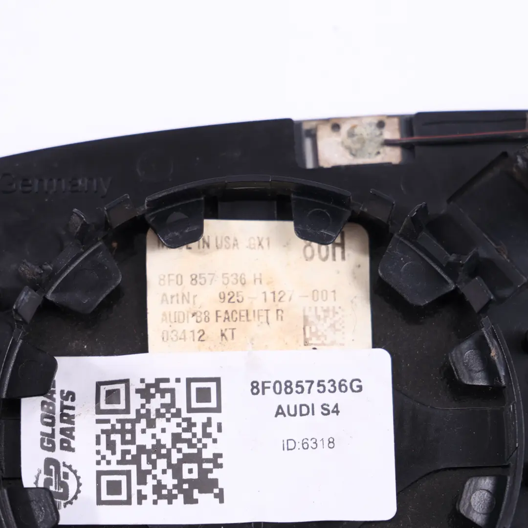  Cristal De Retrovisor Audi A4 S4 B8 A5 S5 8T Inserción Derecha - SKU 8F0857536G - Número de pieza 8F0857536G