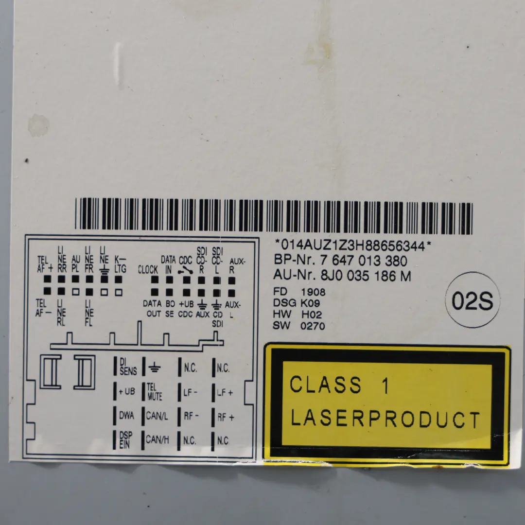 Radio CD Player Professional Audio Concern Head Unit 9199439 to Audi TT 8J with Part number 8J0035186M Audi TT 8J Radio CD Player Professional Audio Concern Head Unit 9199439 - SKU 8J0035186M - Part number 8J0035186M