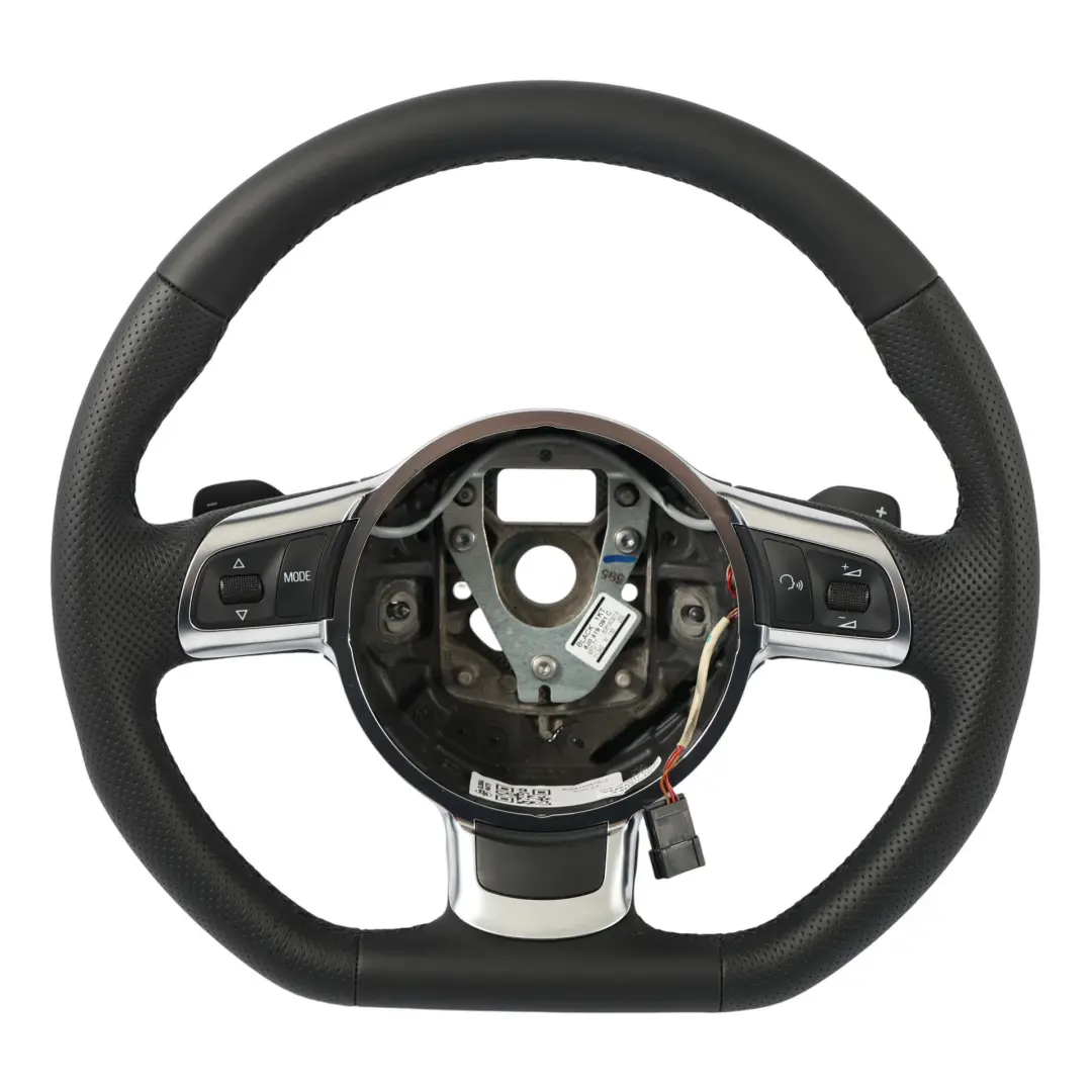 Leather Steering Wheel Paddle Shift Flat Bottom Audi TT 8J NEW Black - SKU 8J0419091C-1 - Part number 8J0419091C